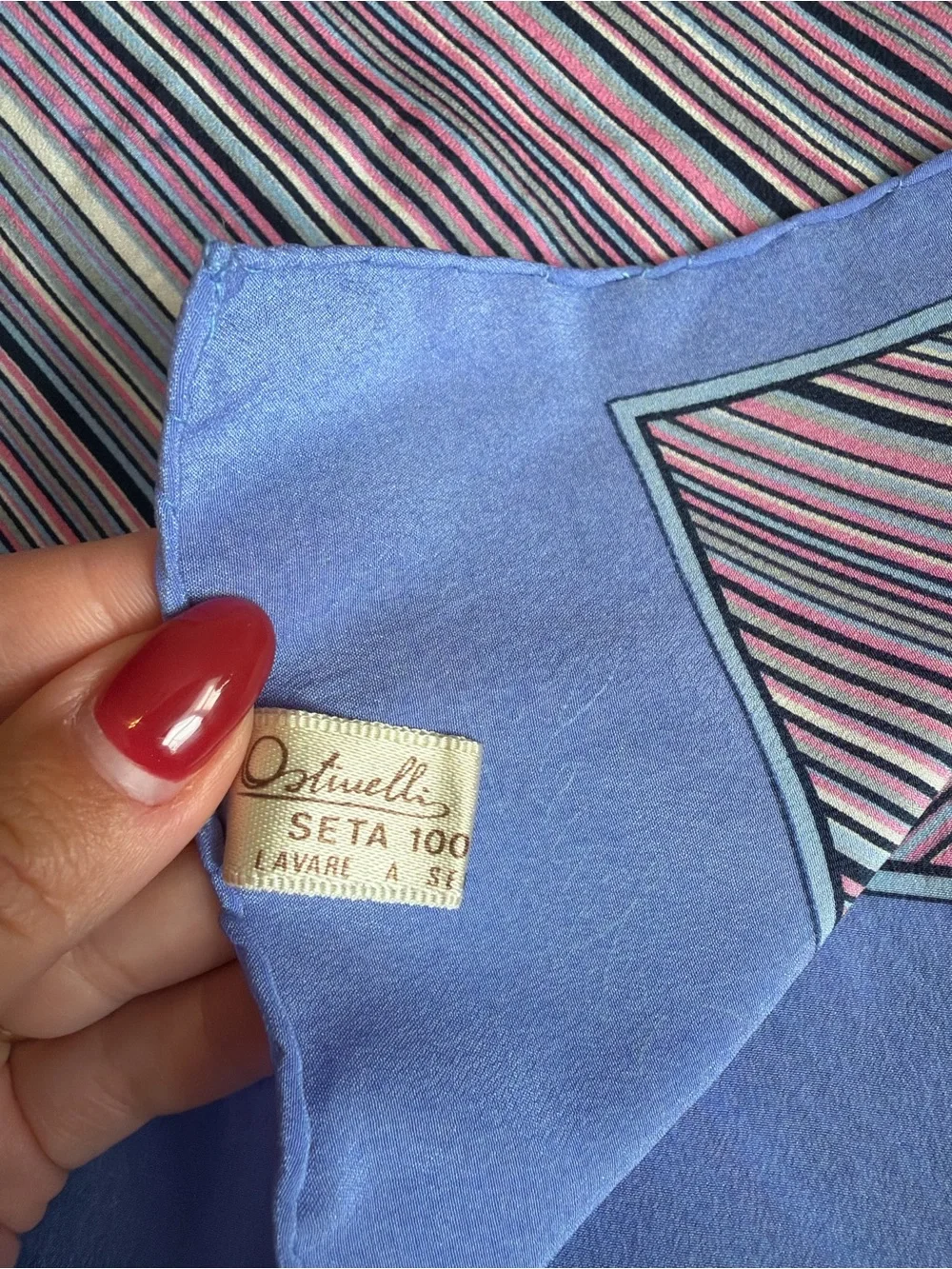 Vintage Ostinelli Purple/Pink 100% Silk Italian Scarf